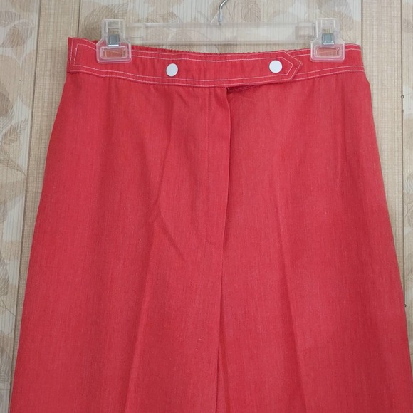 Vintage 1970s Disco Retro Salmon Pink Polyester Bell Bottom Pants - Picture 2 of 9
